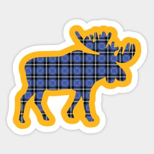 Blue Plaid Moose Sticker